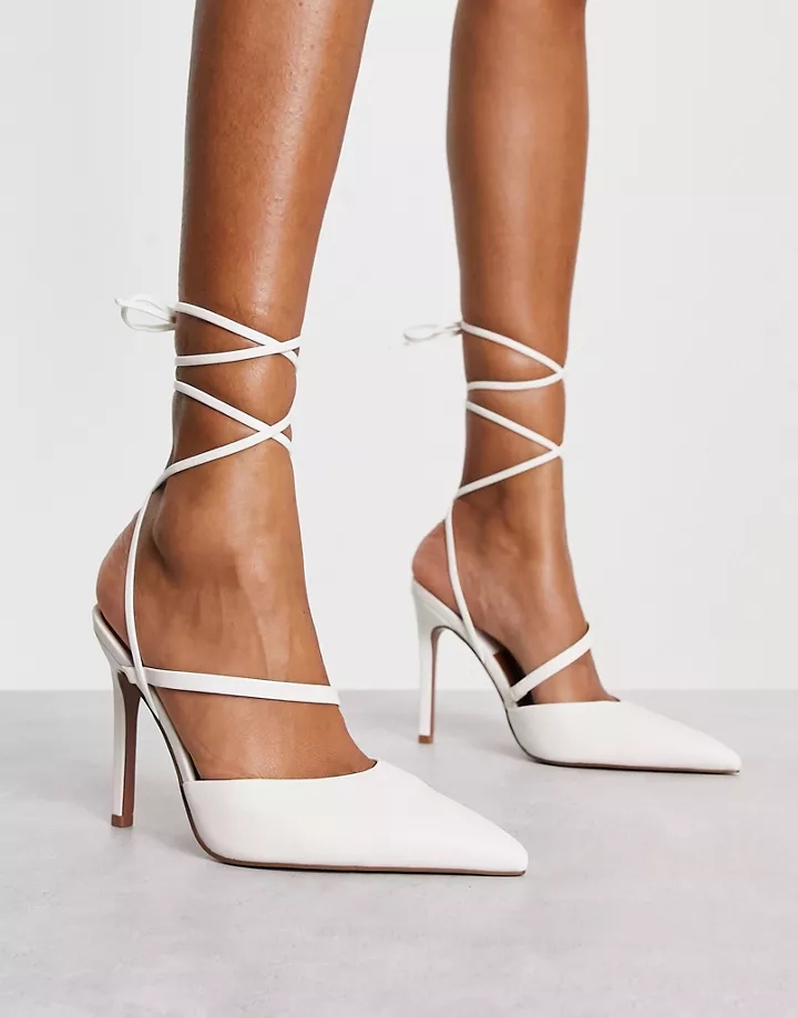 Zapatos blancos de tacón alto con diseño anudado a la pierna Pride de DESIGN Blanco 07LWBcIH