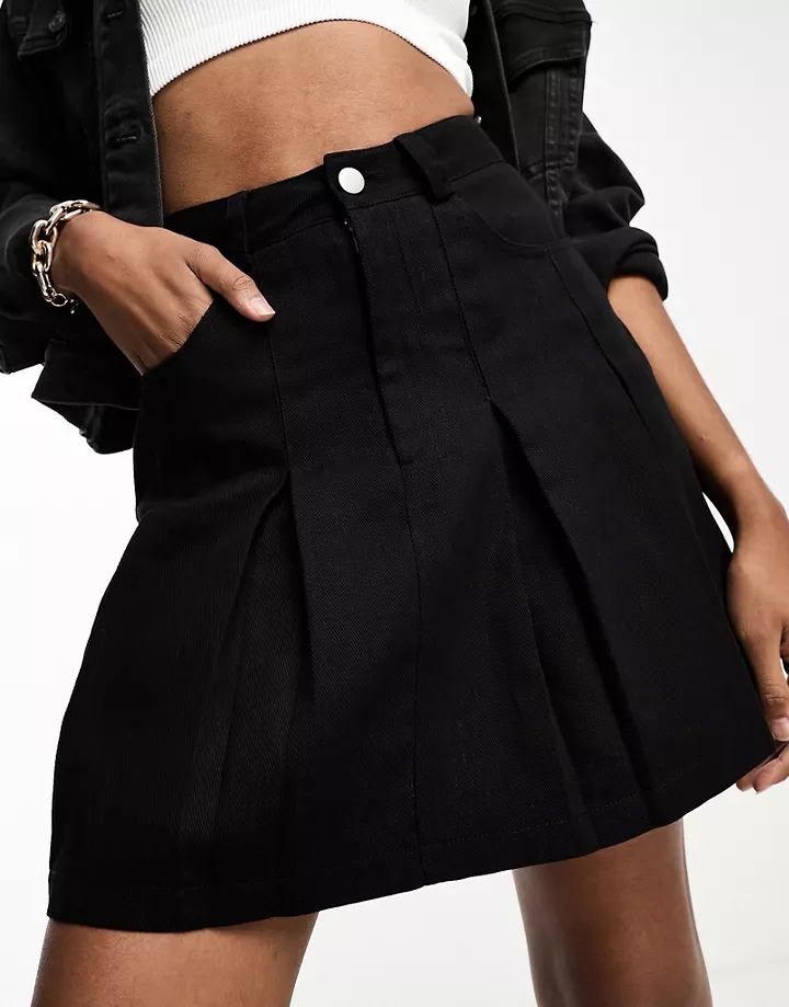 Minifalda vaquera negra de tablas exclusiva de In The Style Tall Negro 0X3vvok6