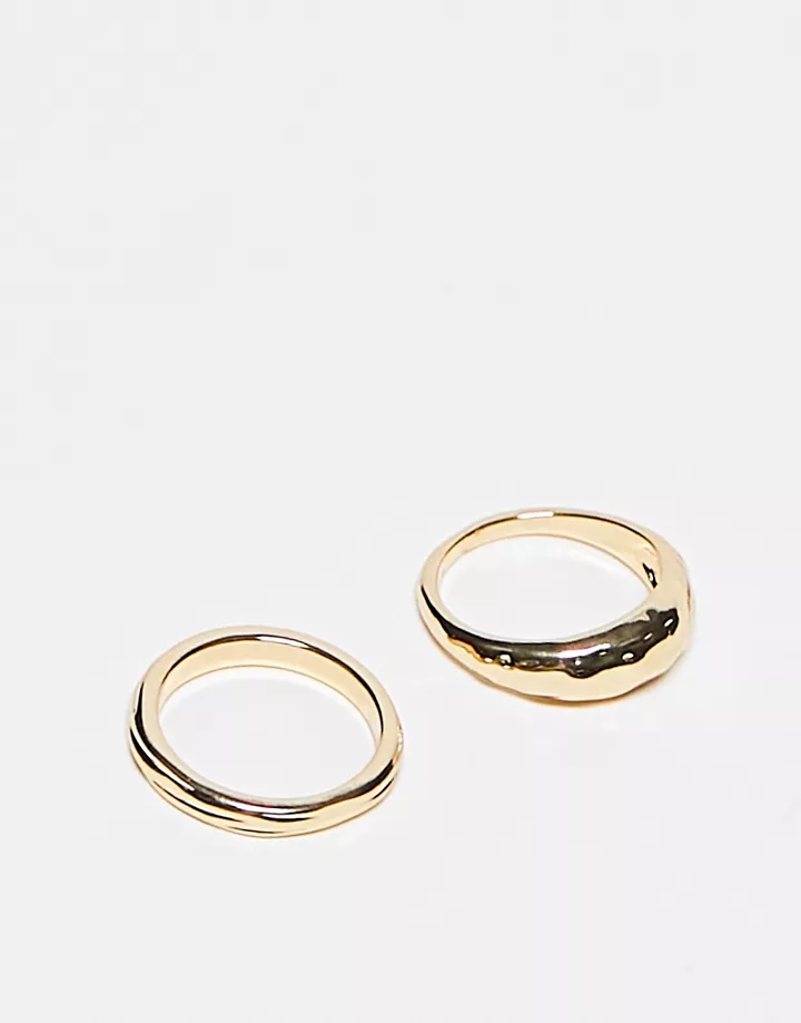 Pack de 2 anillos dorados lisos de DesignB London Dorad