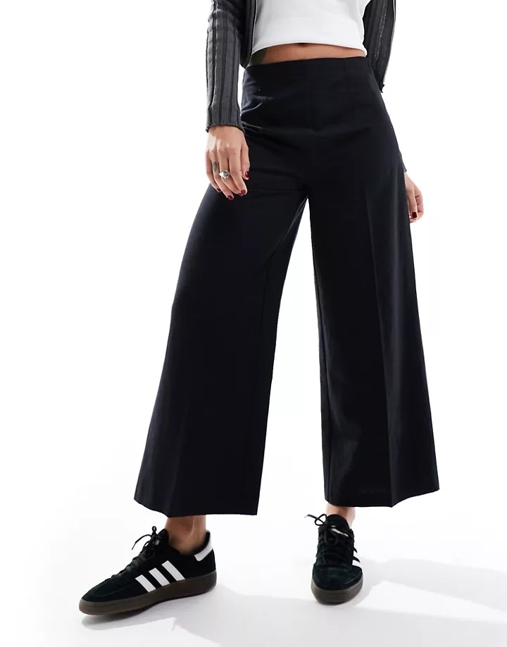 Pantalones culotte negros estructurados de mezcla de lino de DESIGN Negro 0pgG4gih
