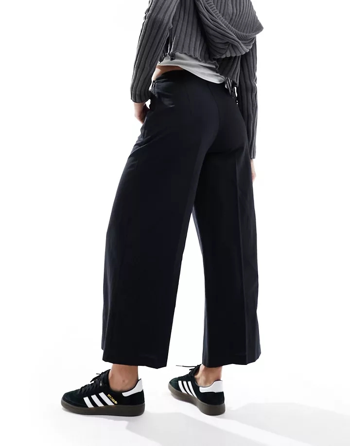 Pantalones culotte negros estructurados de mezcla de lino de DESIGN Negro 0pgG4gih