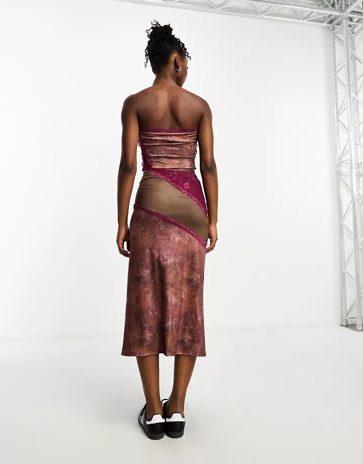 Falda midi ajustada con diseño variado estampado y de encaje de Tammy Girl (parte de un conjunto) Marrón 10UoohjV