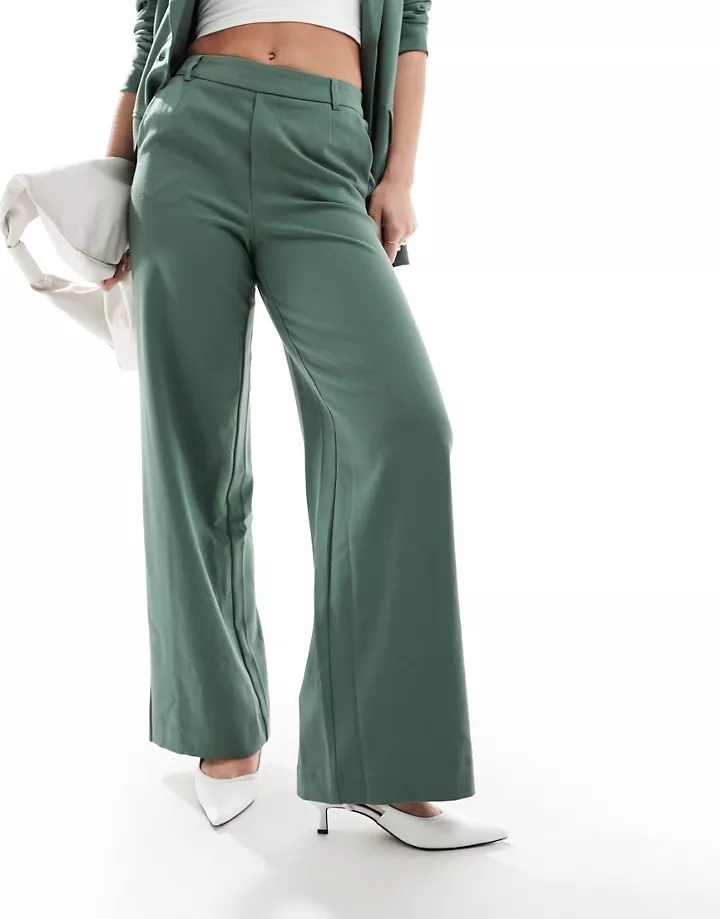 Pantalones verde pato de pernera ancha y talle alto de Vila (parte de un conjunto) Verde pato 1661bOP2