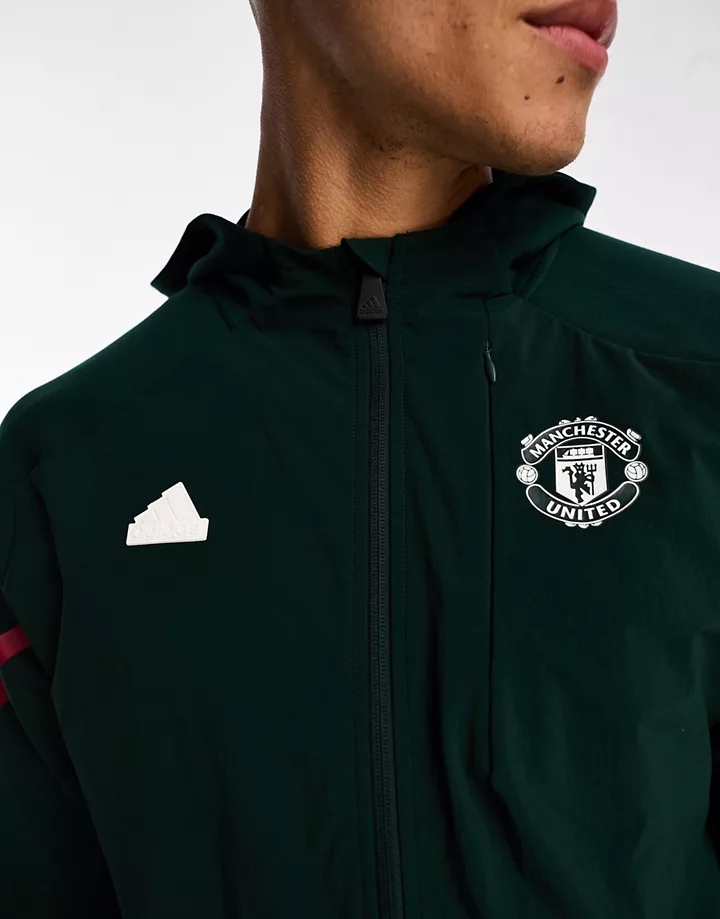 Sudadera verde con capucha y diseño del Manchester United de adidas Football Verde nocturno 1FUhGAP9