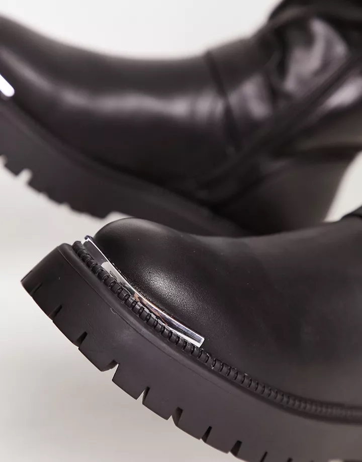 Botas de montar negras con suela gruesa de cuero sintético de Truffle Collection Negro 1HpPXfit