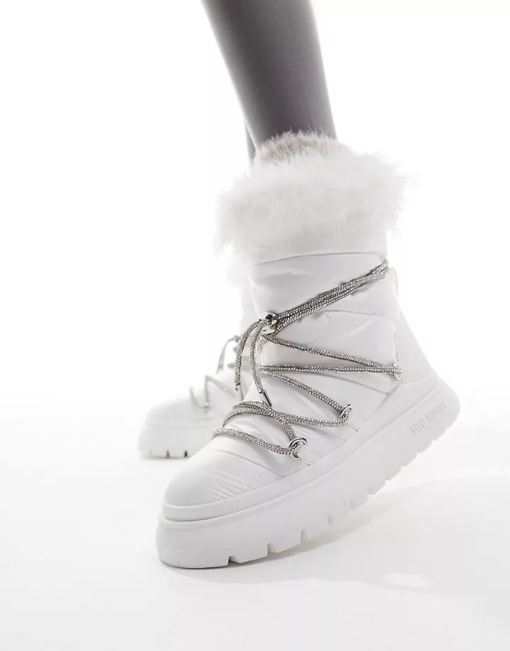 Botas de nieve blancas con cordones de strass Ice-Storm