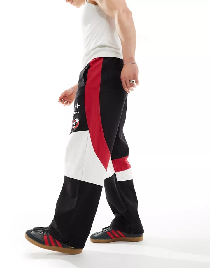 Pantalones negros estilo joggers de pernera ancha con diseño de motocross de DESIGN (parte de un conjunto) Negro 1OcLNrRP