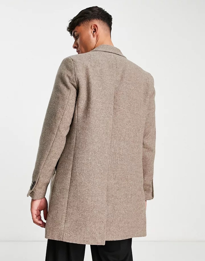 Abrigo marrón claro de lana Premium de Jack & Jones Crudo 1pZA2vFj