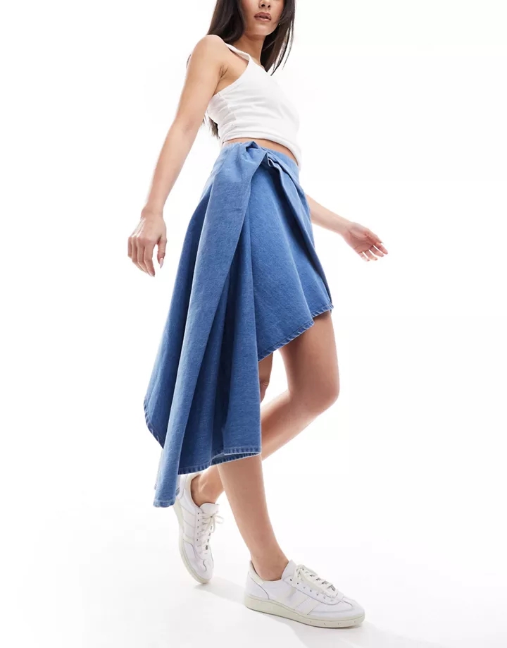 Minifalda vaquera azul medio lavado con detalle de cola de & Other Stories Azul lavado medio 2OSsuEww