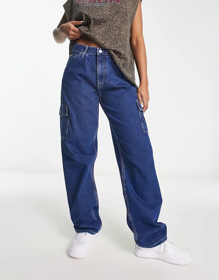 Vaqueros cargo de pernera recta con lavado medio estilo años 90 de Calvin Klein Jeans Denim medio 2OUfruj1
