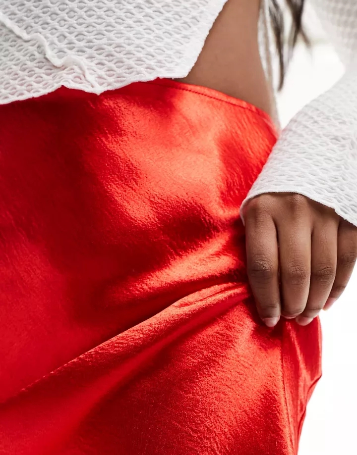 Falda midi roja ultrabrillante de corte al bies de DESIGN Rojo 2TjqcdHG