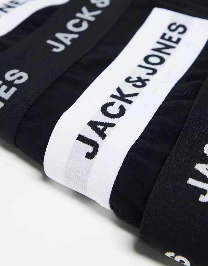 Pack de 5 calzoncillos negros con cinturillas negras y blancas con logo de Jack & Jones Negro/blanco 2pO2yV7f