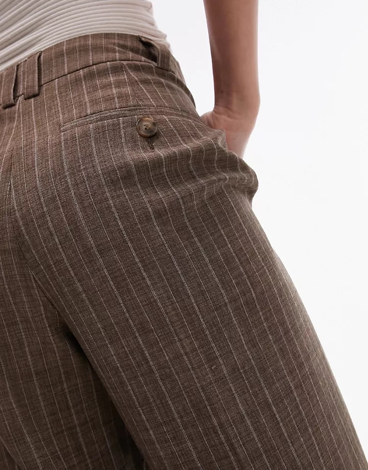 Pantalones marrones a rayas de talle bajo de Topshop marrón 3NMSXScq