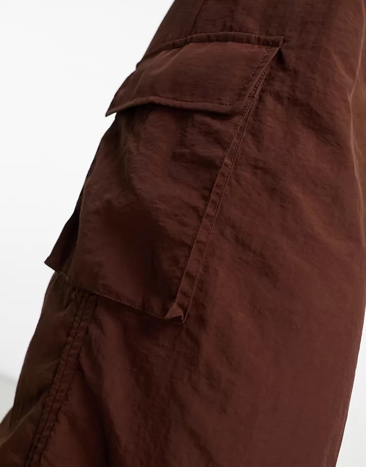 Falda larga marrón cargo con laterales fruncidos de Something New x GORPECORE SQUAD Marrón 3ZmQDVni