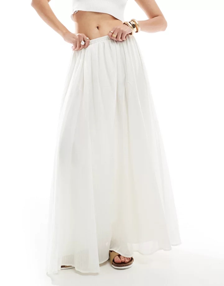Falda larga blanco hueso con detalle de godets de DESIGN Color hueso 4SjYEXZR