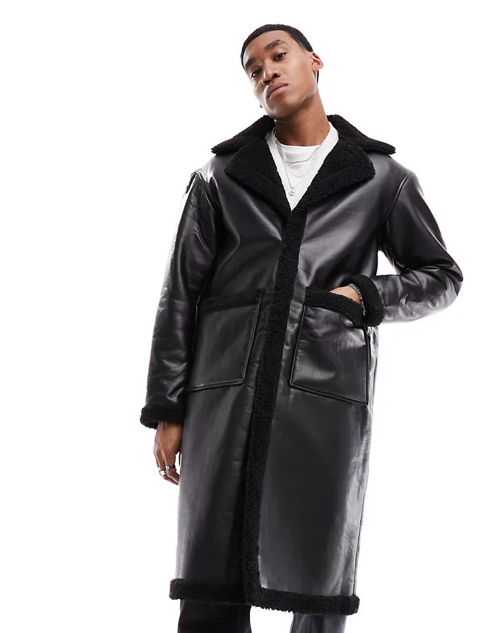 Abrigo negro de borreguito sintético de Jack & Jones Negro 4d4T1680