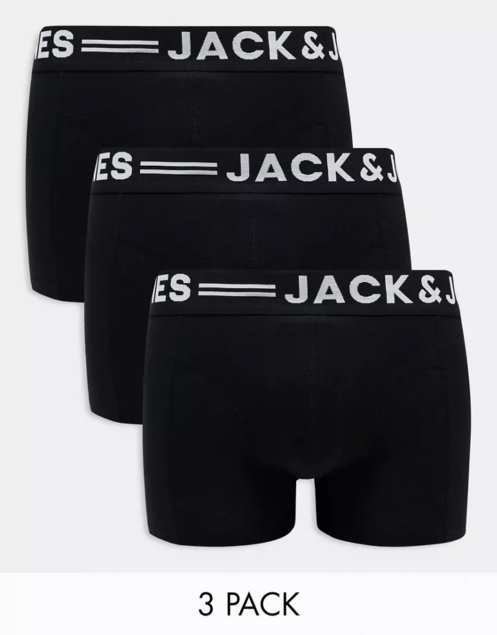 Pack de 3 calzoncillos negros con cinturilla negra de Jack & Jones Negro 4z90jIXQ
