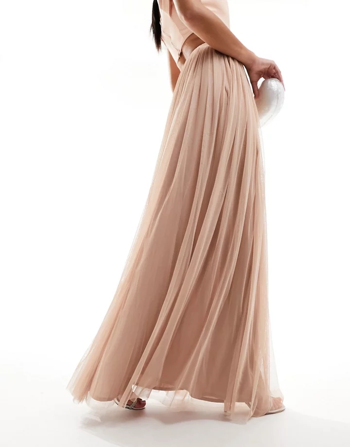 Falda larga color visón de tul de Beauut Visón 50oFWWrz