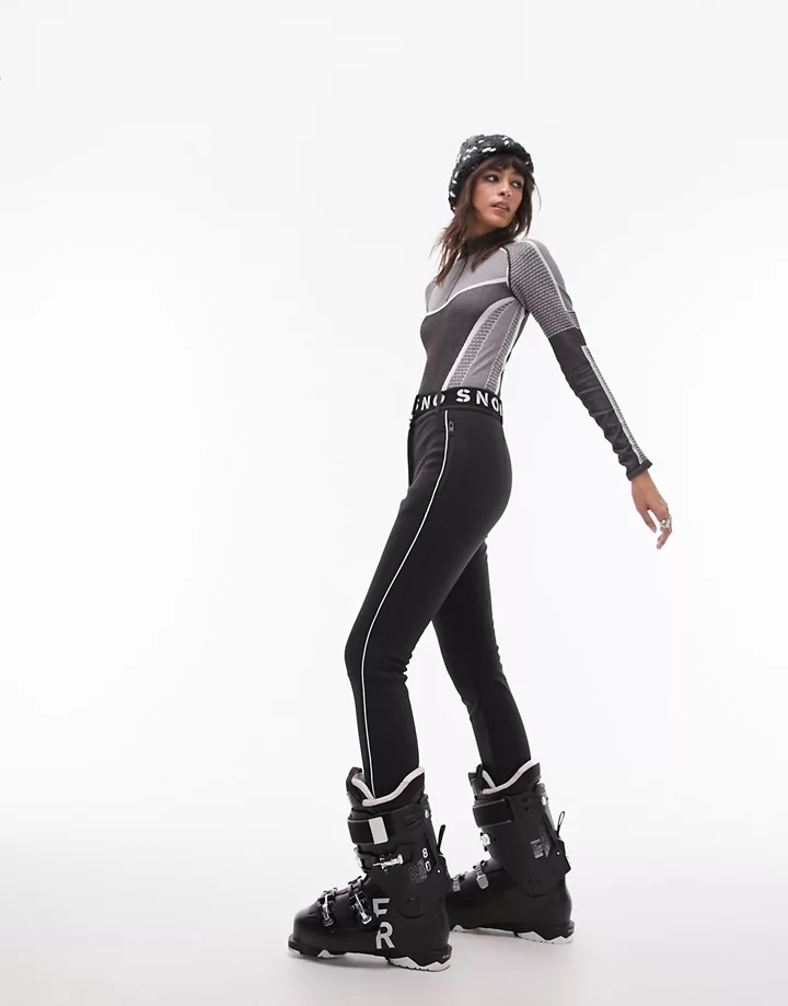 Pantalones de esquí negros de pernera slim con estribos de tejido elástico Sno de Topshop Negro 5AcmyR5B