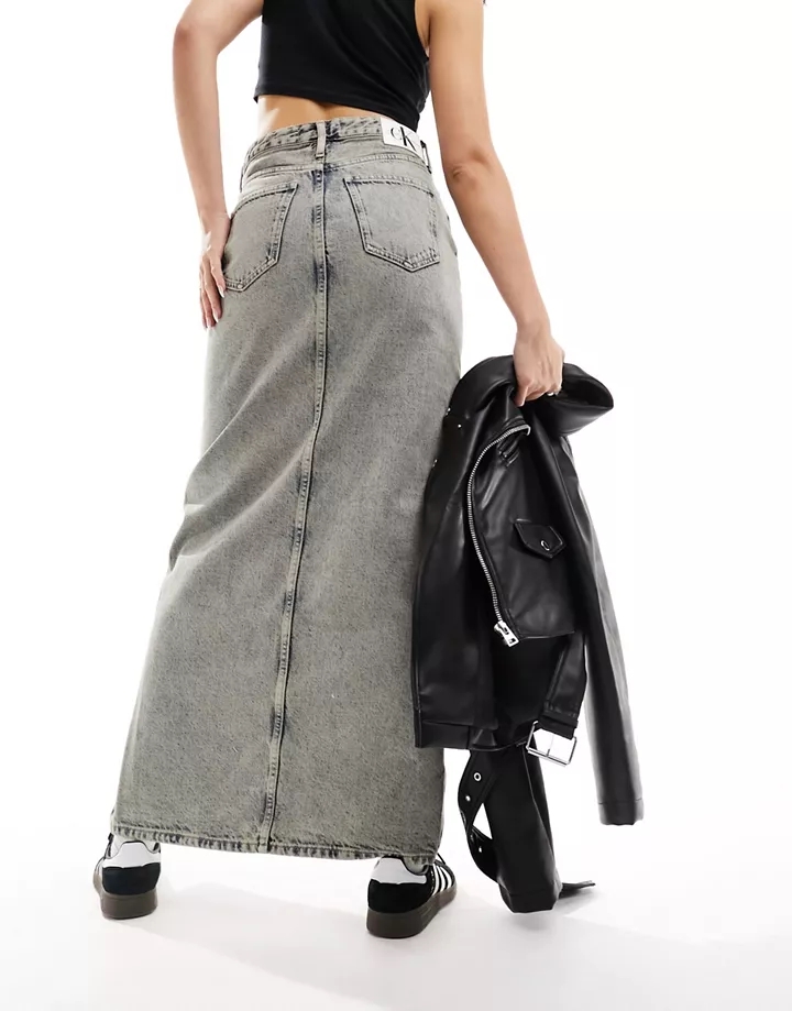 Falda vaquera larga con abertura delantera y lavado medio de Calvin Klein Jeans Denim medio 5CE8qCnA