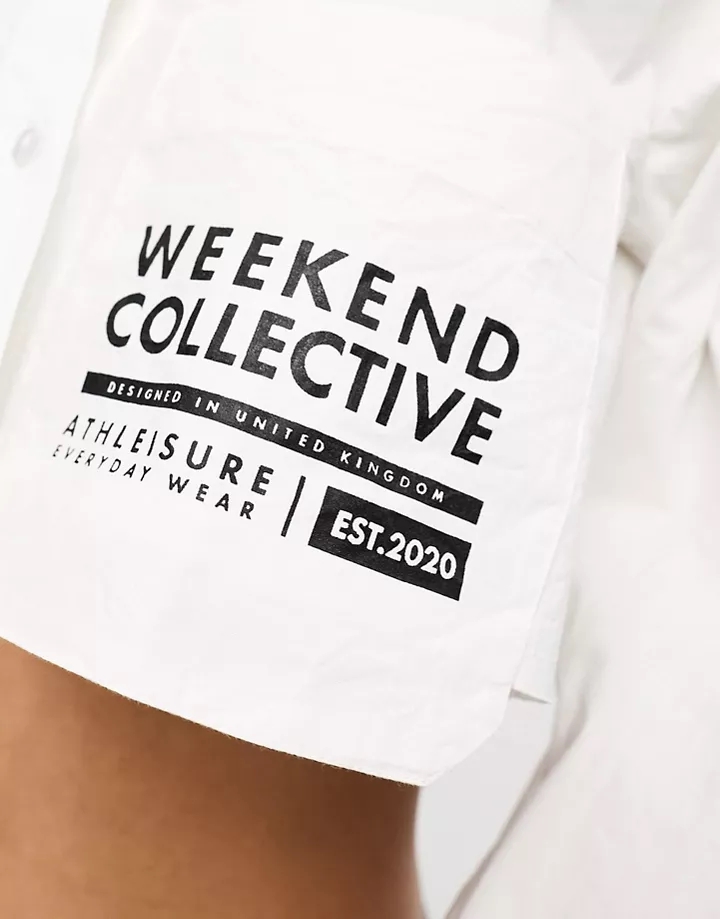 Camisa corta con detalle de bolsillo voladizo de Weekend Collective Blanco 5Pg41OBN