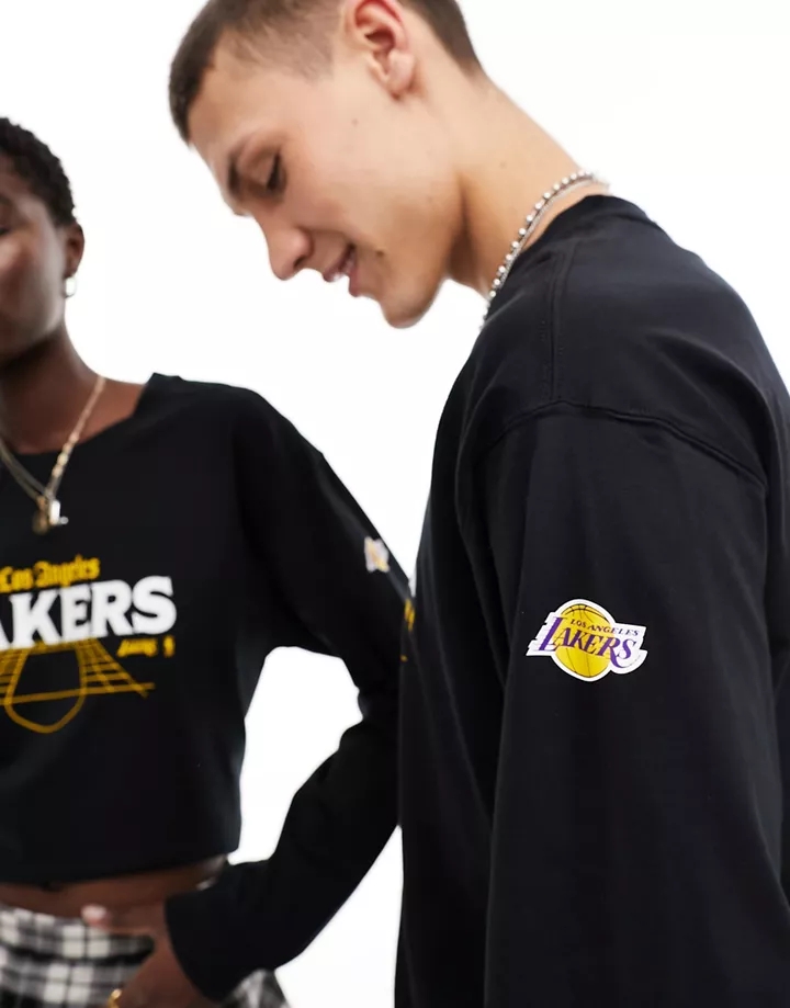 Camiseta negra unisex de manga larga con estampado gráfico de los LA Lakers de la NBA de Nike Basketball Negro 69nUavpj