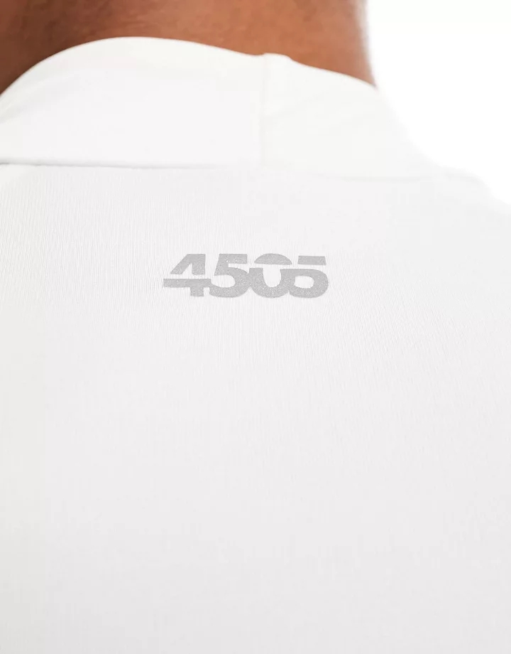 Camiseta interior blanca deportiva de manga larga con cuello alzado de tejido térmico de 4505 Blanco 6vfmWZw9