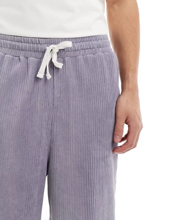Pantalones cortos lilas de velour acanalado de DESIGN Lila grisáceo 7PGWmA7n