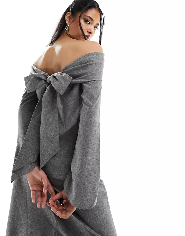 Top de vestir gris de línea depurada con escote Bardot de DESIGN (parte de un conjunto) Gris 7qvsDxfd