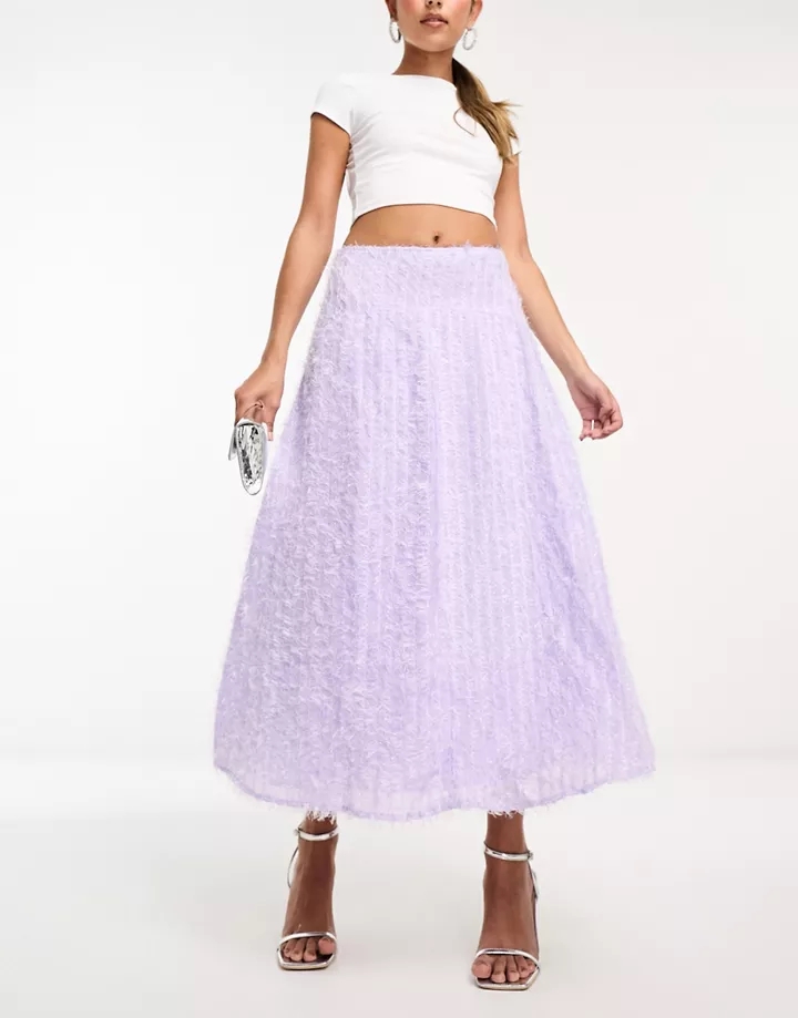 Falda midi lila con purpurina de tejido mullido de DESIGN Lila 8Bpvet3Q