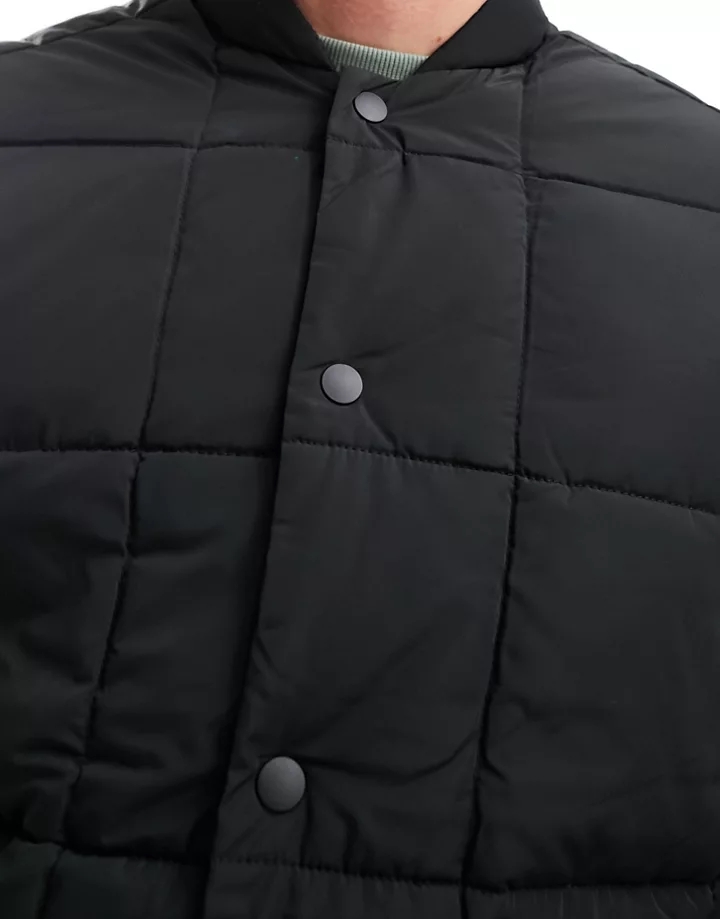 Chaqueta de plumas negra híbrida con detalles de punto de Jack & Jones Premium Negro 8SXGELlc