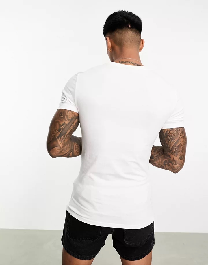 Pack de 2 camisetas ajustadas de color negro y blanco con cuello redondo de DESIGN Negro/blanco 8XclXDKj