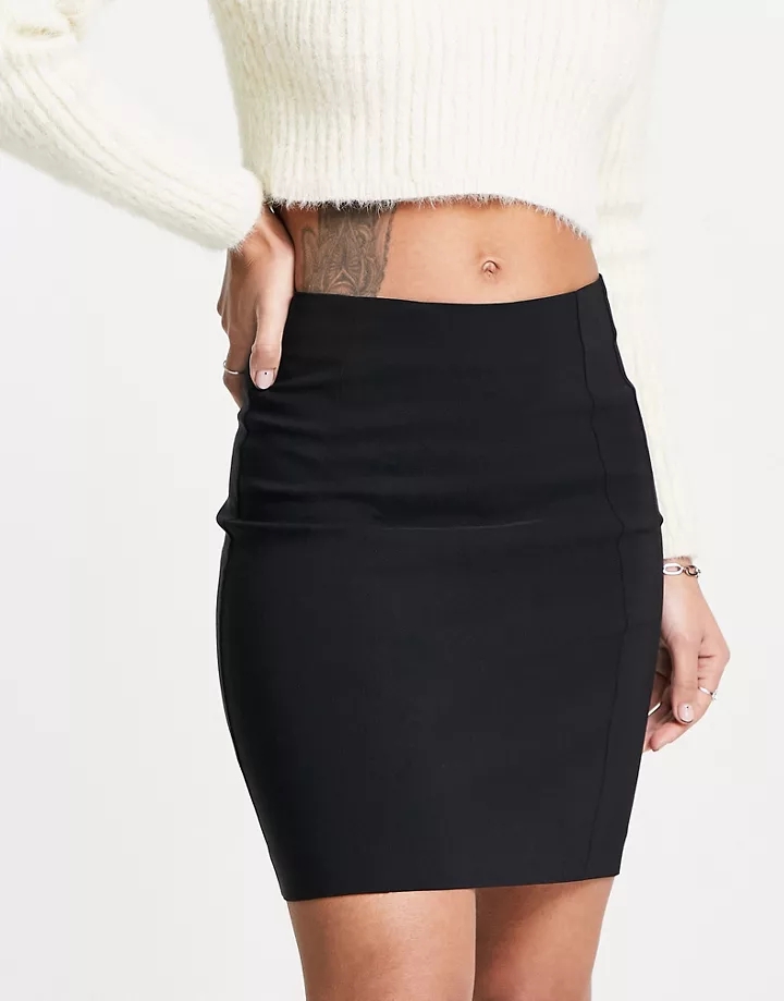 Minifalda negra de talle alto con detalle de costuras de Miss Selfridge Negro 9OcblTPZ