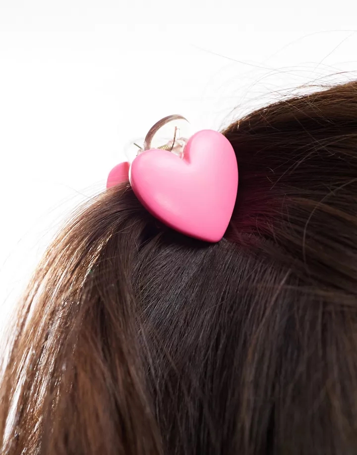Pinza para el cabello rosa con forma de corazón de Glamorous Rosa 9dKkSWum