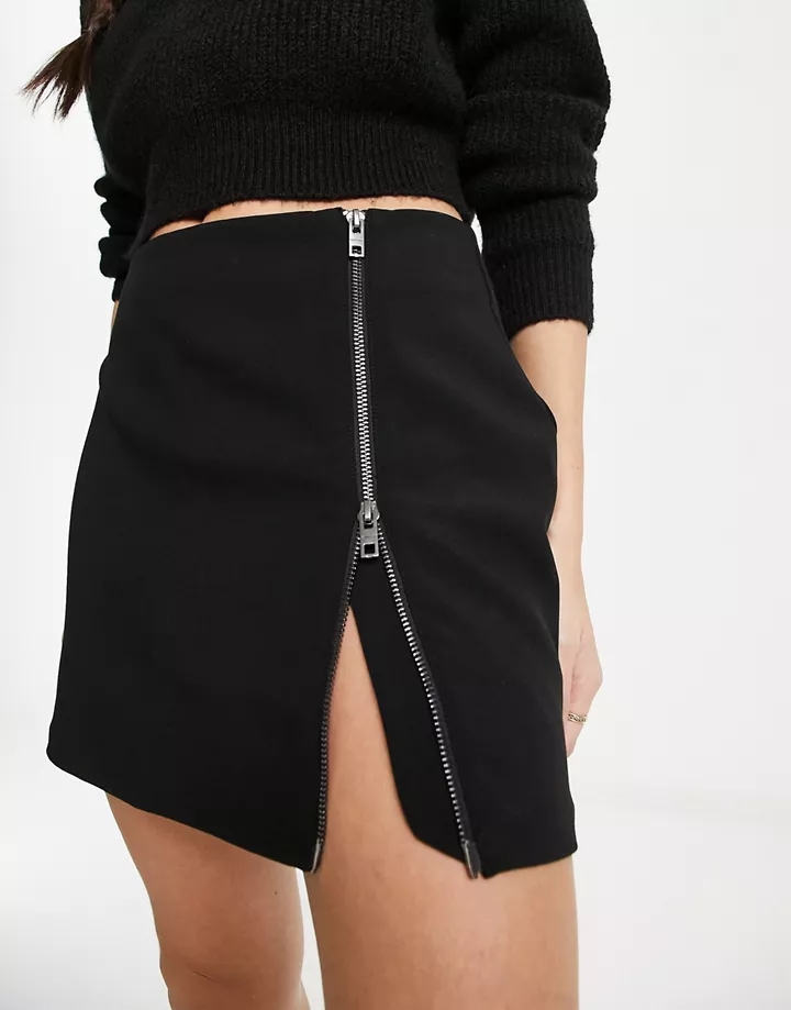 Minifalda negra con cremallera de Weekday Black 9x18MIpI