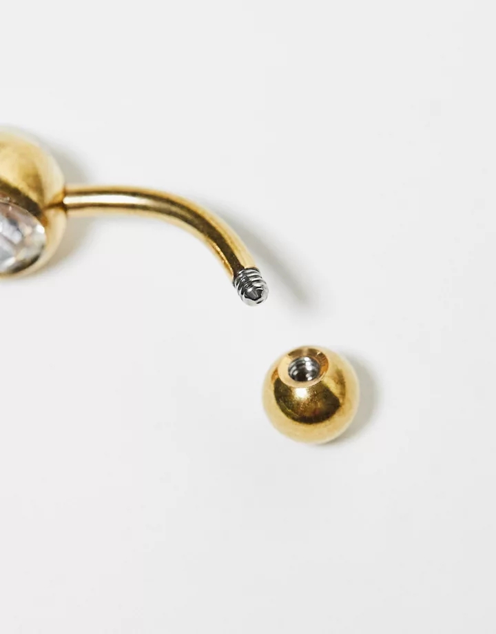 Piercing para el ombligo dorado con diseño de serpiente chapado en oro de Kingsley Ryan Dorado A45soPgE