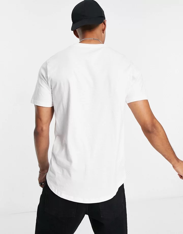Camiseta básica larga con bajo redondeado en blanco de Jack & Jones Blanco AYs4FHoX