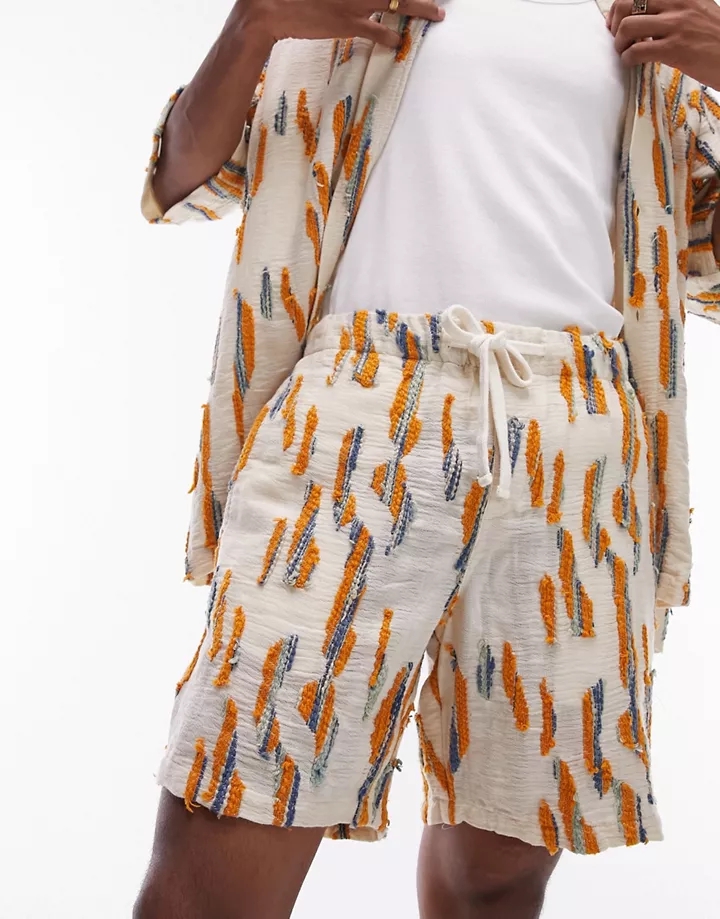 Pantalones cortos holgados con diseño de jacquard de Topman (parte de un conjunto) Multicolor B7KJd376