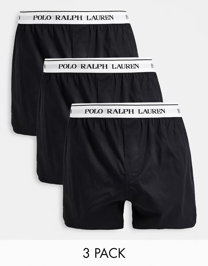 Pack de 3 calzoncillos bóxer negros con logo en la cinturilla de Polo Ralph Lauren Negro BbmlM7oW
