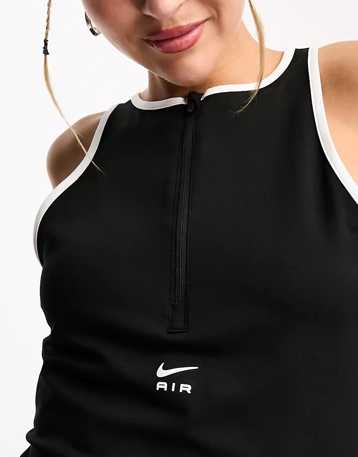 Top corto negro sin mangas con media cremallera Dri-FIT de Nike Air Running Negro aIR5NxQx