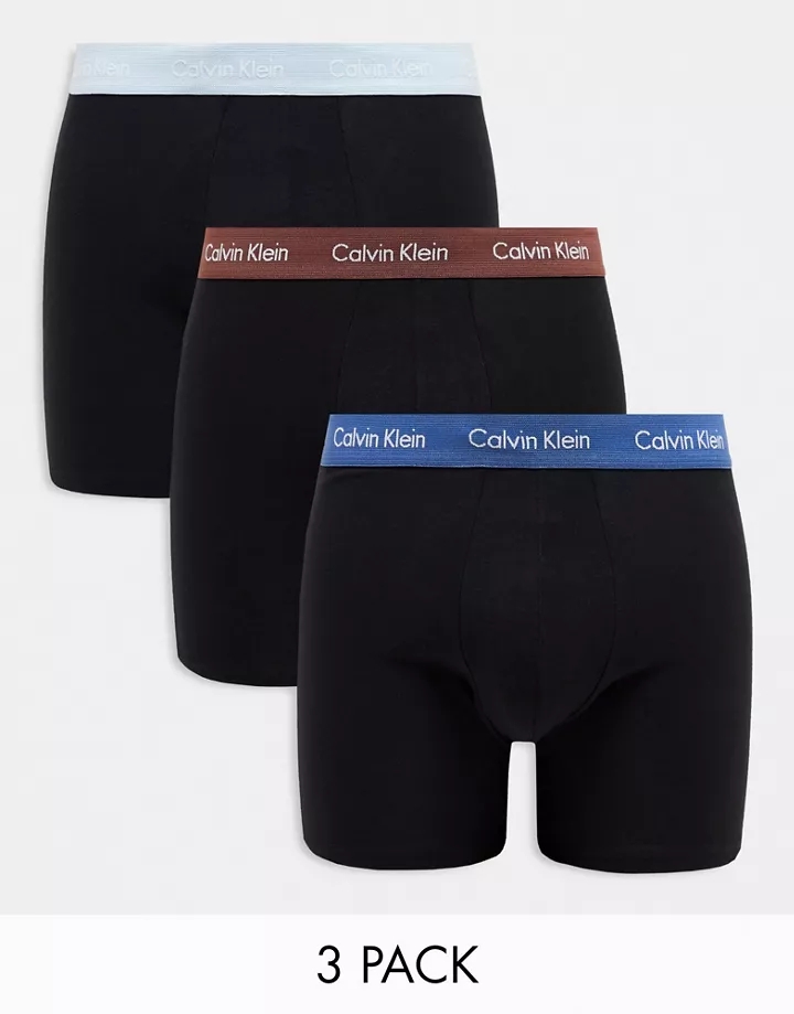 Pack de 3 calzoncillos negros tipo bóxer con cinturilla en contraste de Calvin Klein Negro aWYp5zhT