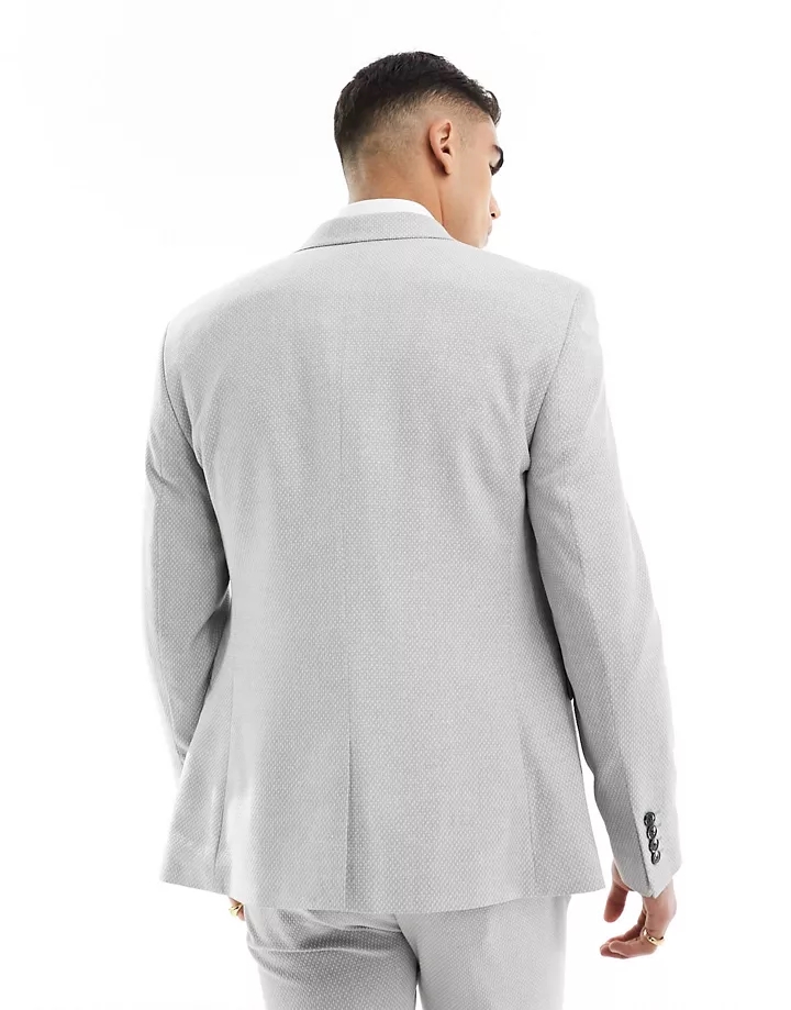 Chaqueta de traje gris claro de corte slim con textura de ojo de perdiz de DESIGN Wedding Gris claro arXsBi63