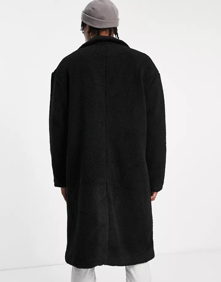 Abrigo negro de borreguito de New Look Negro awiFz3wp