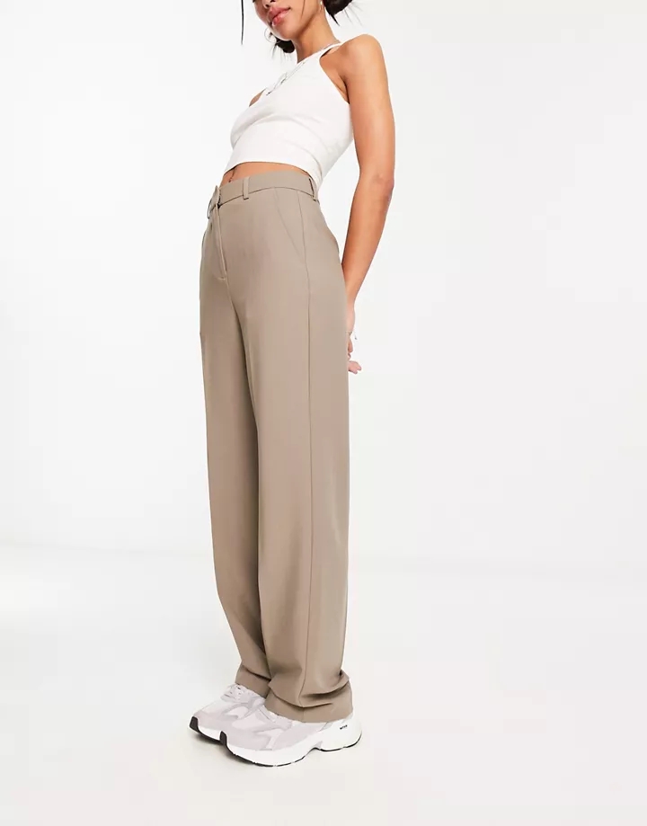 Pantalones de sastre marrón grisáceo de talle alto Mary