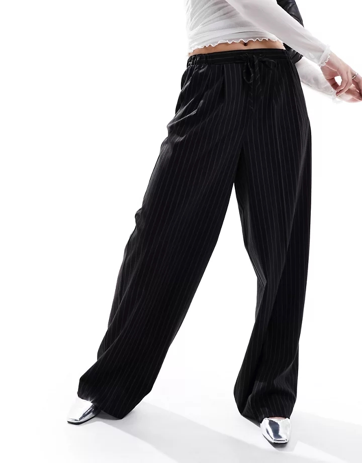 Pantalones de sastre negros sin cierres con raya diplom