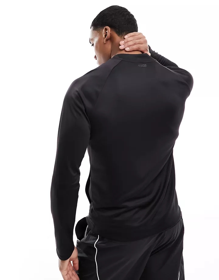 Chaqueta de chándal negra deportiva de manga larga y corte slim con cremallera de 4505 Negro bBRwdN81